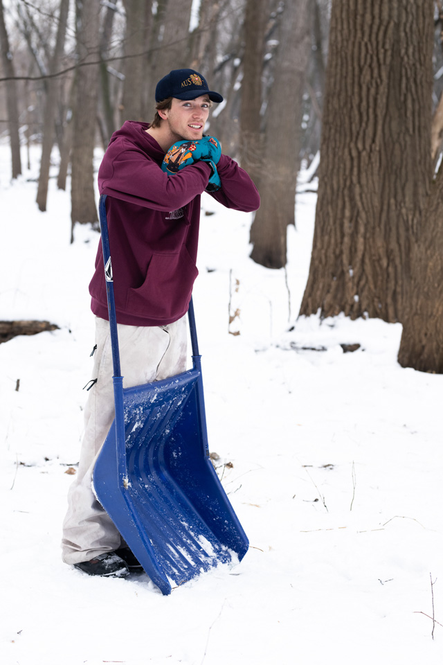 Alex Kirkland with shovel