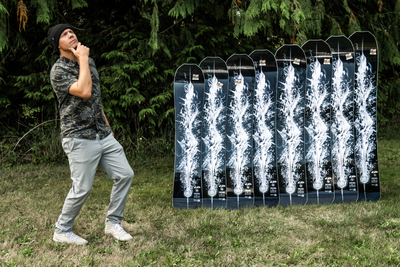 Travis Rice and his Lib Tech Orca Snowboards