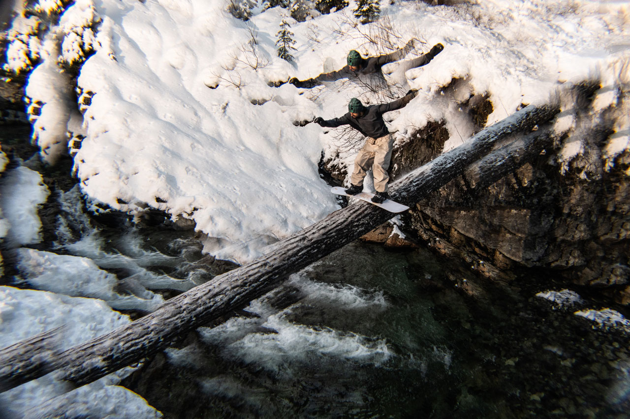 Sideways over the creek steady as she goes.